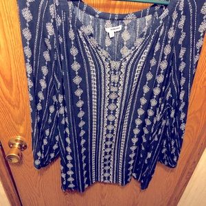 Plus size Sonoma Goods For Life Boutique Gauzy Blue and Cream Shirt